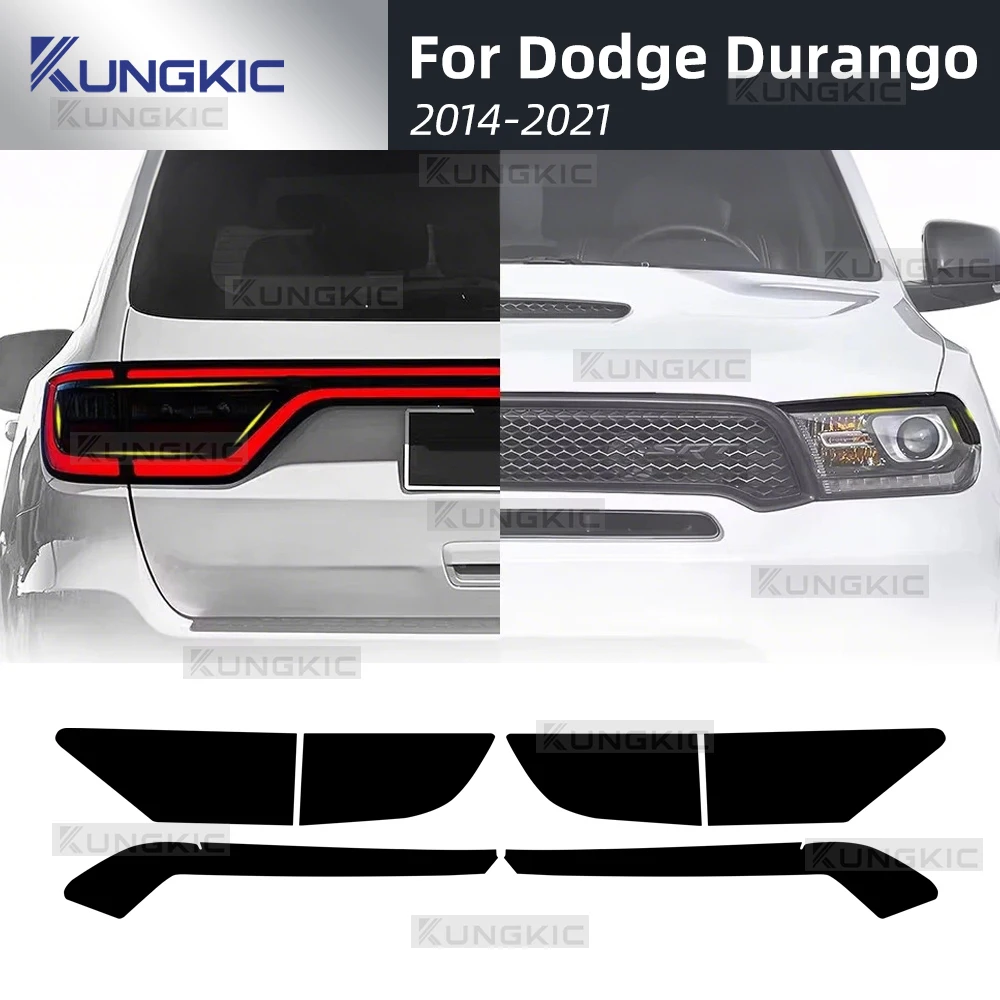 

For Dodge Durango 2014 2015 2016 2017 2018-2021 TPU Car Rear Tail Film TPU Pre-cut Anti-scratch Smoked Black Sticker Accessories