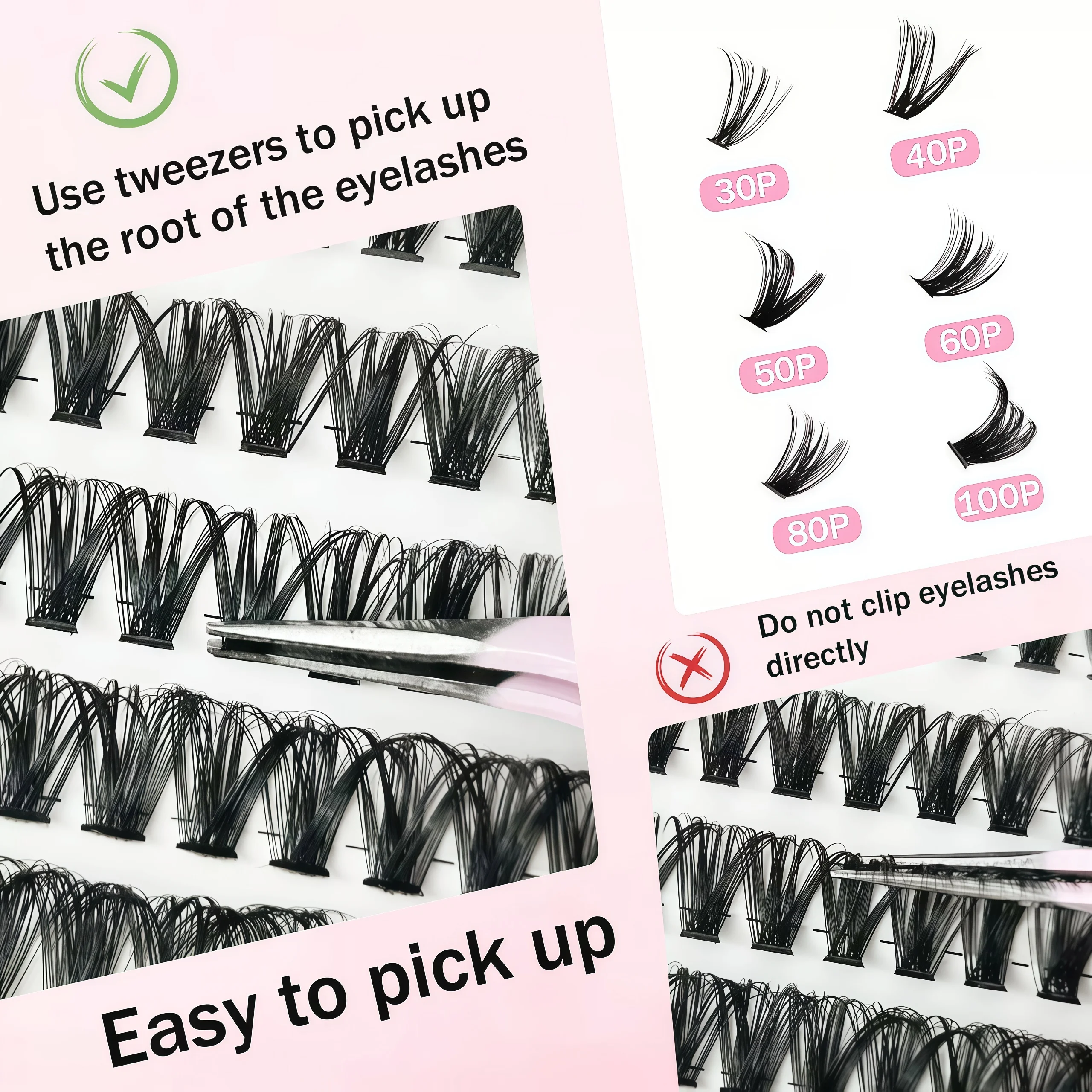Neue 30-reihige Einzel-Wimpernverpackung, mit großer Kapazität, 8-16 mm gemischte Längen, Cluster-Wimpern, geeignet für Anfänger. – Detail 8
