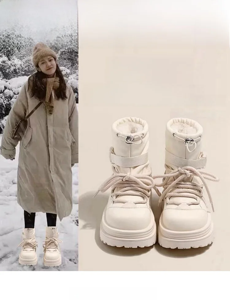 

Women's Thi Bot Fur Lined Winter Boots Waterproof Non Slip Korean Sle ort Boot Warm Cotton oes for Daily Wear