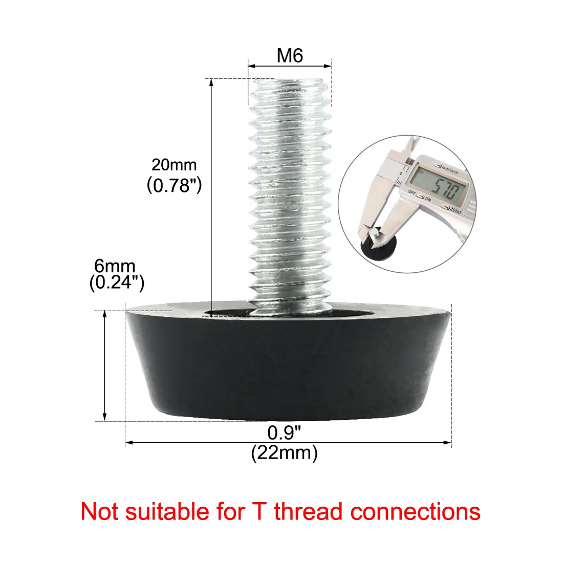 20Pcs 22xM6x20mm Adjustable Leveling Foot Screw on Furniture Glide Leveling Foot Adjuster Sofa Bed Cabinet Table Floor Protector