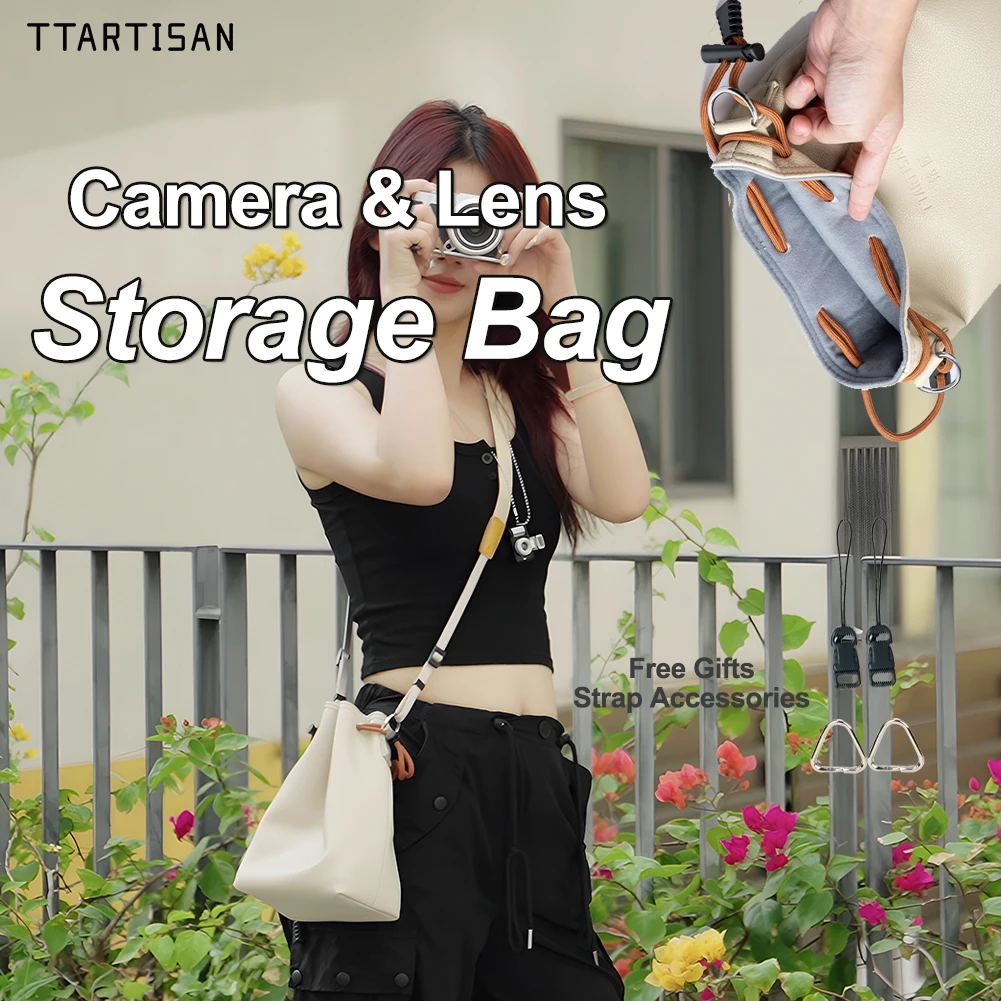 TTArtisan Storage Bag Camera Lens Bag Pouch Shoulder Strap Crossbody Bag Universal PU for Sony Nikon Canon Fuji Meike Viltrox