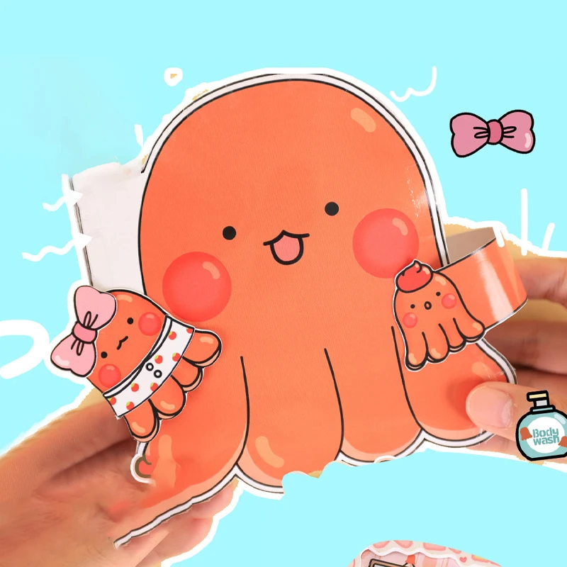 Cartoon Octopus Quiet Book DIY Handmade Sticker Books Toys Material Pack Educational Toy For Children Gifts