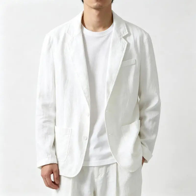 Men's Blazer Casual Lightweight Breathable Suit Jacket Single Breasted Lapel Pocket Loose Fit Summer Smart Casual Outerwear