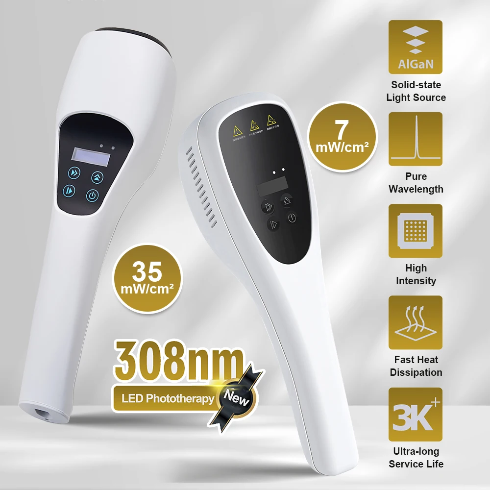 

308nm UVB Lamp With UV Goggles Vitiligo Instrument Phototherapy Device 35mW/cm² or 7mW/cm² Optional