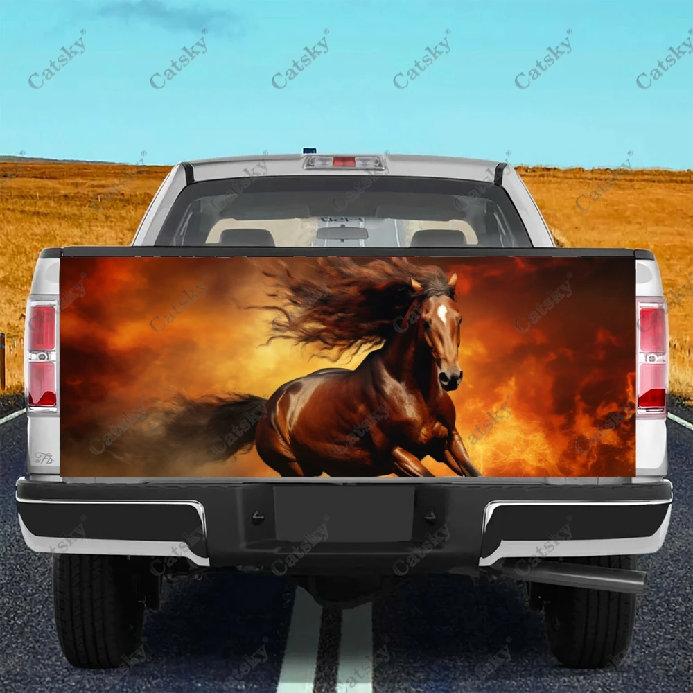 Fire Horse Truck Tailgate Wrap Professional Grade Material Universal Fit for Full Size Trucks Weatherproof