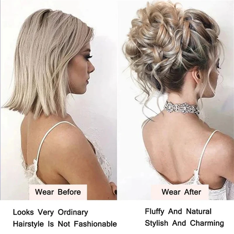 Cabelo encaracolado sintético coque garra fofo peruca clipe na extensão do cabelo scrunchy natural rabo de cavalo alto para ferramentas de estilo feminino