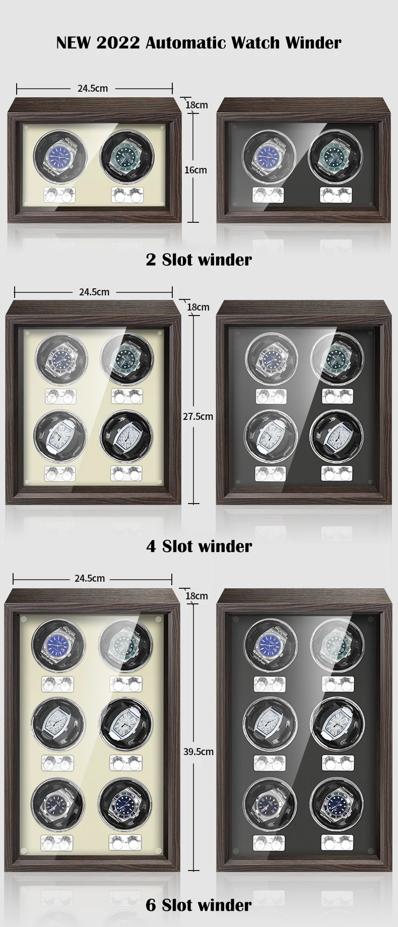 Luxury Automatic Watch Winder High-End 6 Slot Automatic Wood Watches Box with Mabuchi Mute Motor Watch Cabinet Clock Storage Box