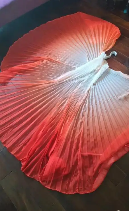 

360 Degree Worship Isis Wings Adults Women Egyptian Professional Belly Dance Costume Gradient Soft Chiffon Cape Fairy Cloak