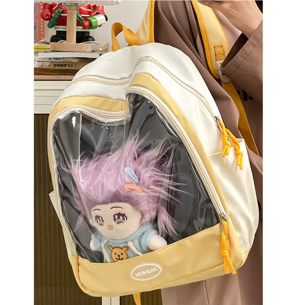 Japanese Style Ita Bag Student Shoulder Bag Schoolbag Large Capacity Transparent PVC Badge Backpack DIY Doll Display Bag