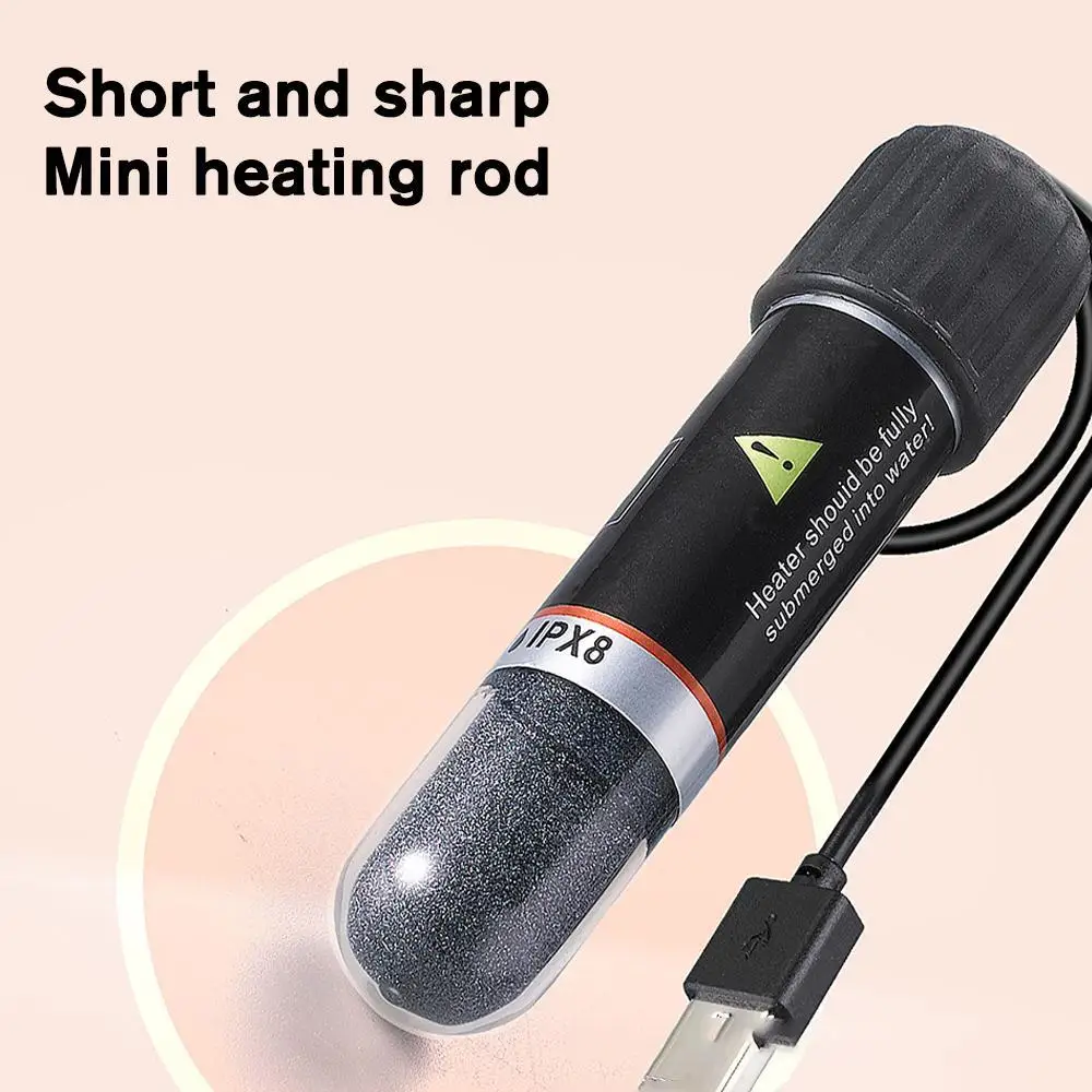 Underwater Aquarium Heater Mini Heating Rod Pet Water Dispenser Low Pressure Heating USB Thermostat Small Fish Tank Heating Rod