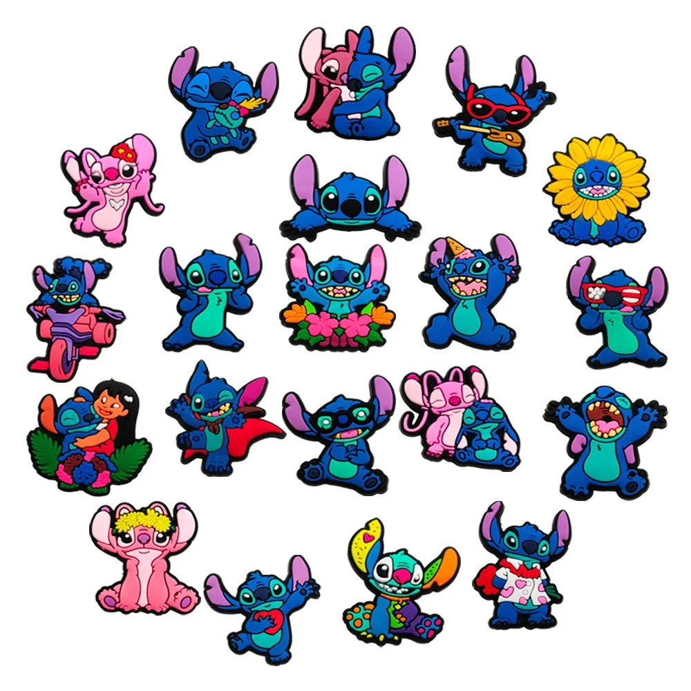 20Pcs/Set Disney Stitch Series Shoe Charms for Clogs Bubble Slides Sandals PVC Shoe Decorations Buckle Accessories for Teens