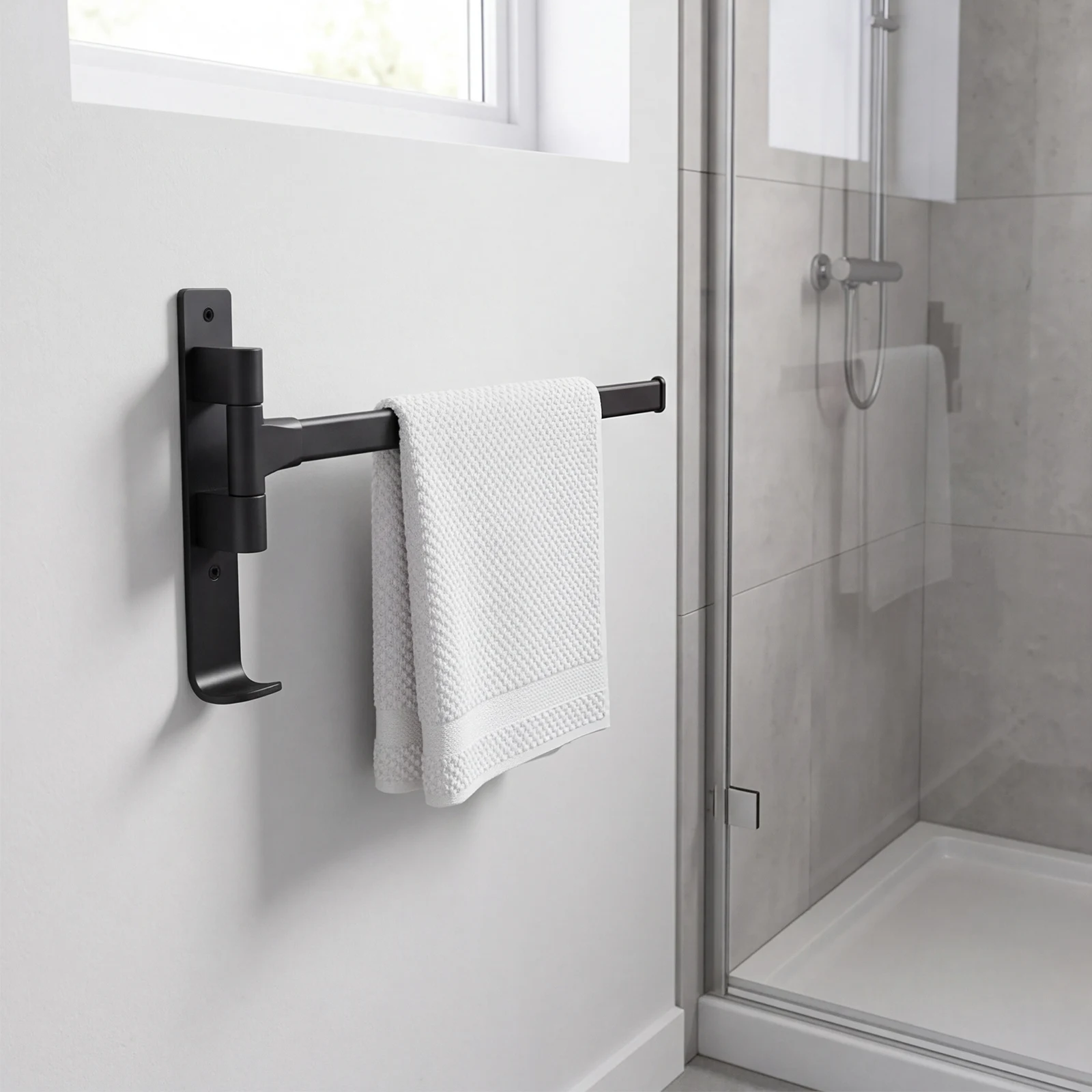 Multi-Bar Towel Holder Foldable No Drill Wall Mount Rotating Carbon Steel Bathroom Swivel Towel Rack Organizer