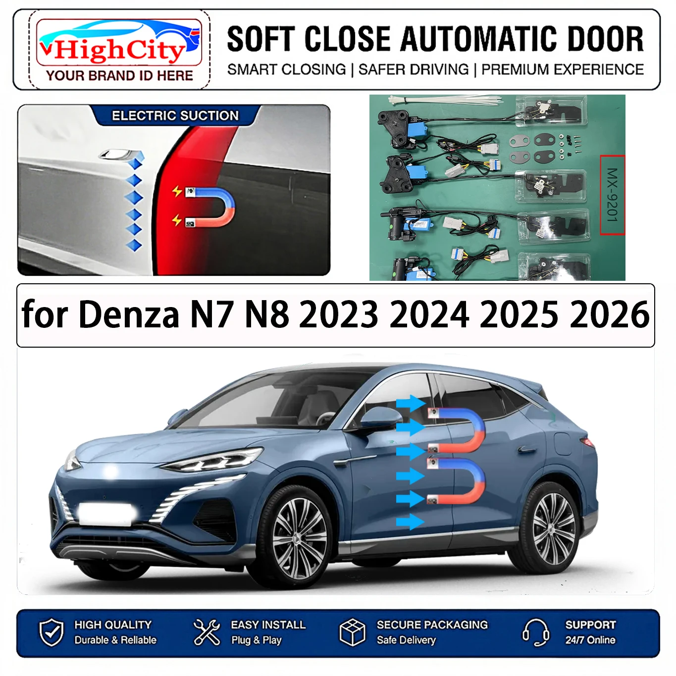 for Denza N7 N8 2023 2024 2025 2026 Electric Suction Soft Close Door Kit Smart Anti Pinch Auto Cinch Latch System No Slam Silent