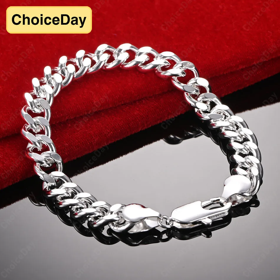 

ChoiceDay 925 Sterling Silver 8 Inch 20cm Classic Geometric Bracelet Men and Women Wedding Fashion Accessories Gift