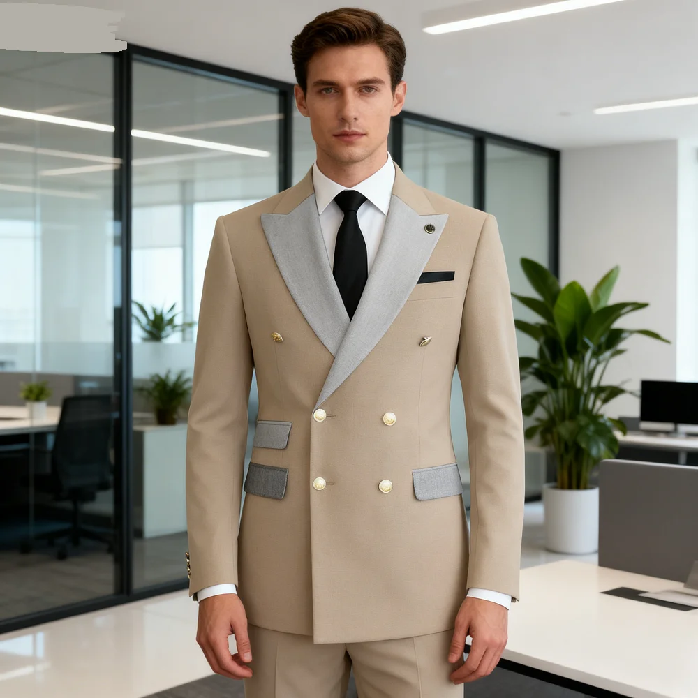 

Wedding Men's Suits Blazer Tuxedo Jacket Formal Costume Double Breasted Coat Bridegroom Business Groom Wear Homme Party XS-6XL