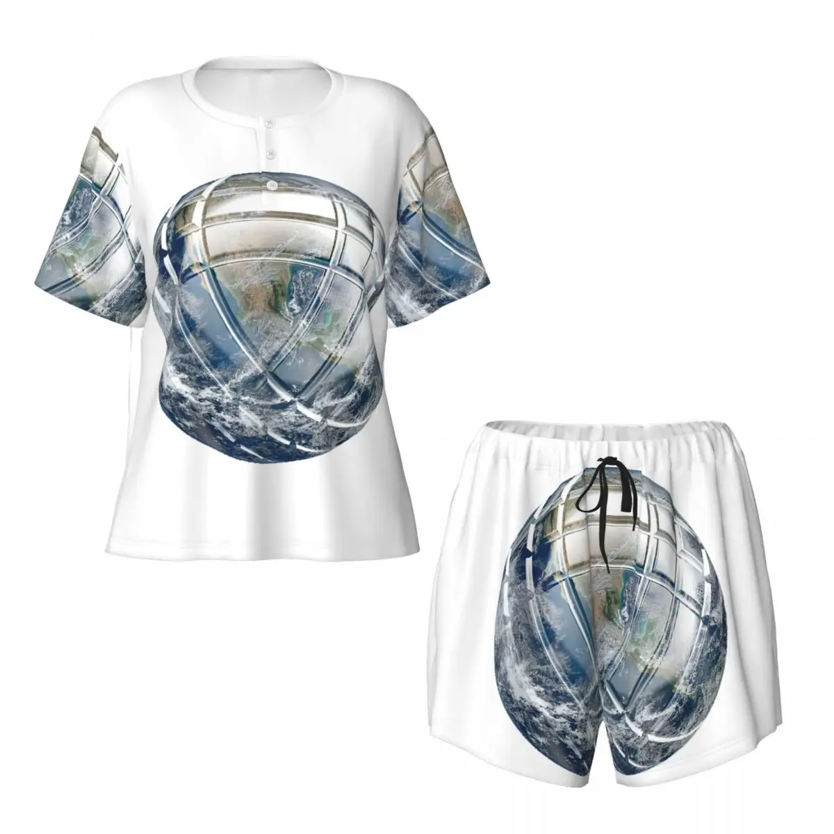 

Petanque Round Neck Short Sleeve Nightgowns for Sleeping Sleepshirts Women Soft Pajama Set Short Pants