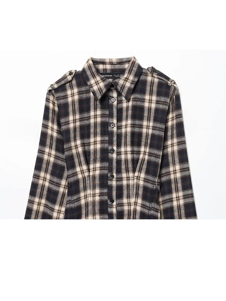 HH Vrouwen Herfst Lange Mouwen Single-breasted Geplooide Jurken Vrouwelijke Mode Turn-down Kraag Geplooide De Taille Midi jurk