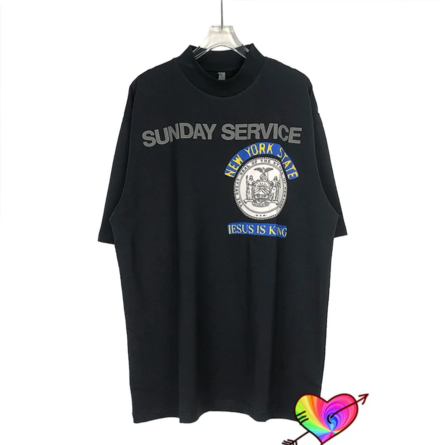 

New York State Logo Jesus Is King T shirt Men Women 1:1 High Quality Sunday Service Tour Tops Kanye West Tee Oversize Ye Tee