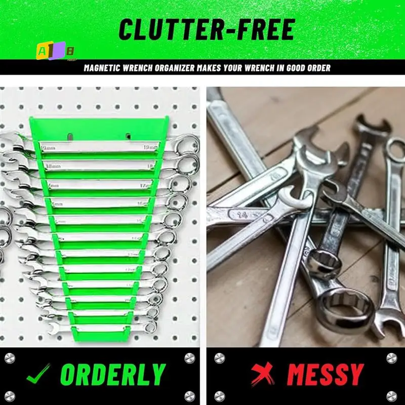 

A08F-2 Pack Magnetic Wrench Organizer,Wrench Tool Box Organizer,Quality Wrench Holder SAE,1/4 - 1/16 Inch, 6Mm-24Mm
