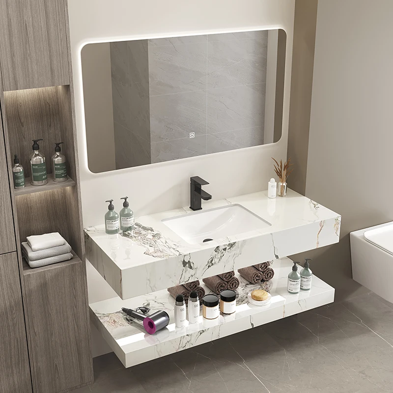 

Slate wash basin Wall-mounted washbasin Household bathroom cabinet Toilet custom double-layer basin cabinet combination