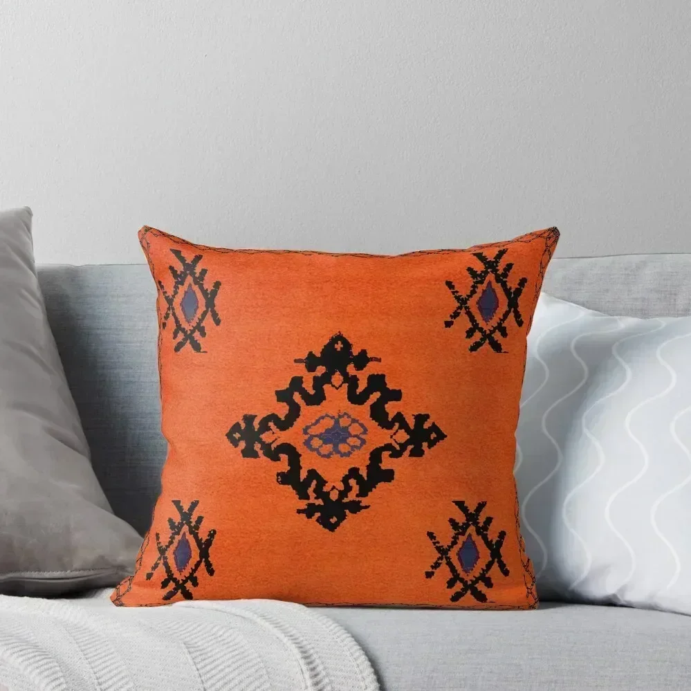

Moroccan Black And Orange Kilim Boho Pillows Throw Throw Pillow Cushion Cover For Sofa Anime pillow