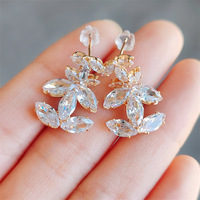 New Fashion Shiny Rhinestone Letter Pendant Earring For Women Luxury Crystal Zircon Drop Earring Party Wedding Jewels Girls Gift