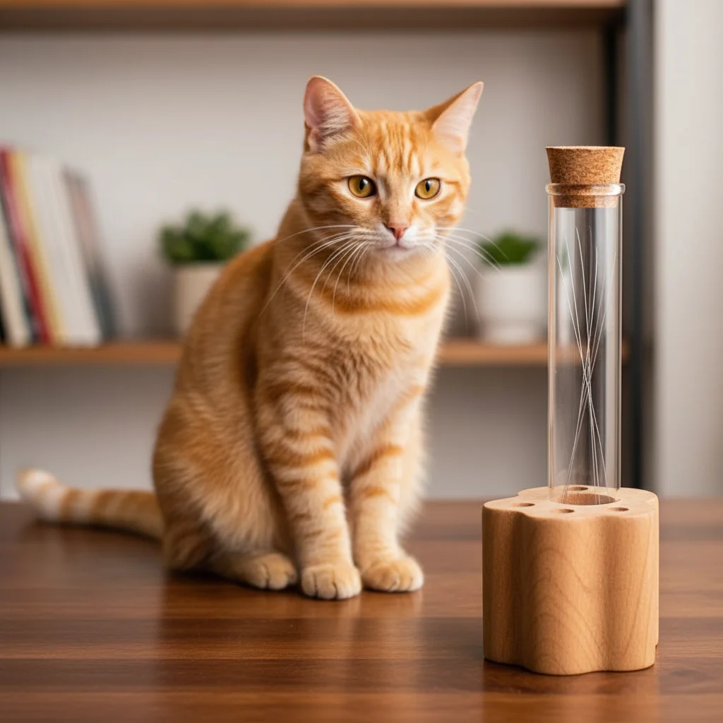 

Wooden Base Cat Hair Holder Paw Shape Multi-functional Pet Memorial Gift Compact Size Durable Hair Keepsake Display Vase