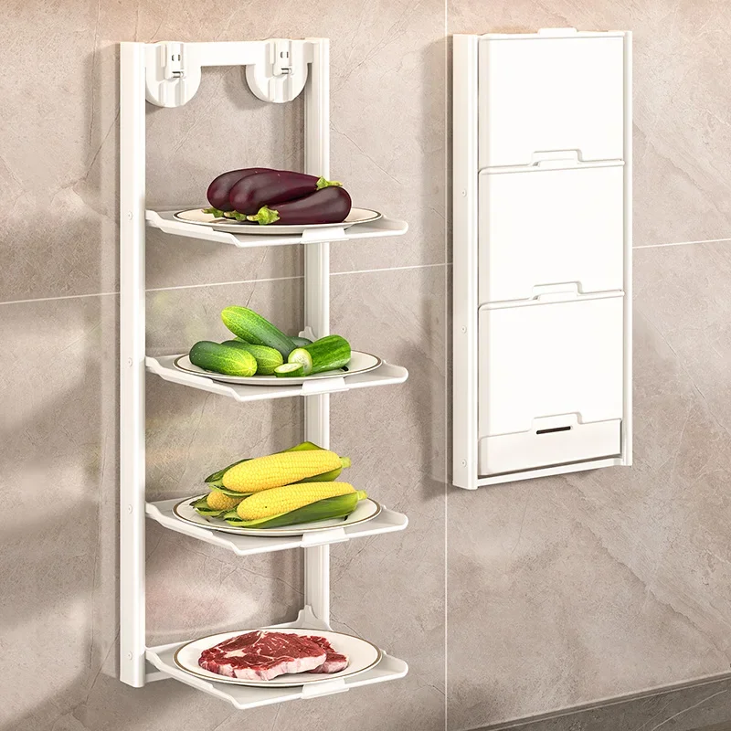 

Suction cup Kitchen preparation rack Foldable multi-layer side dish Home wall hanging