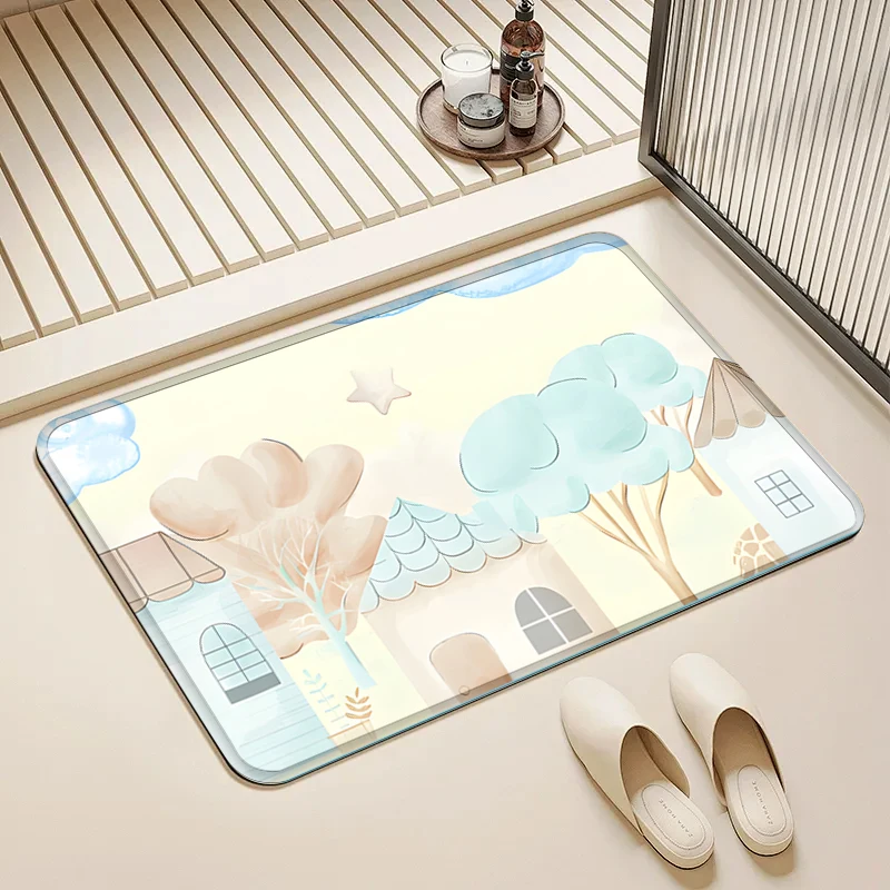 

Cartoon House Tree Doormat Non-Slip Floor Mat Home Entrance Door Rug Cute Style Decor Kitchen Bathroom Supplies