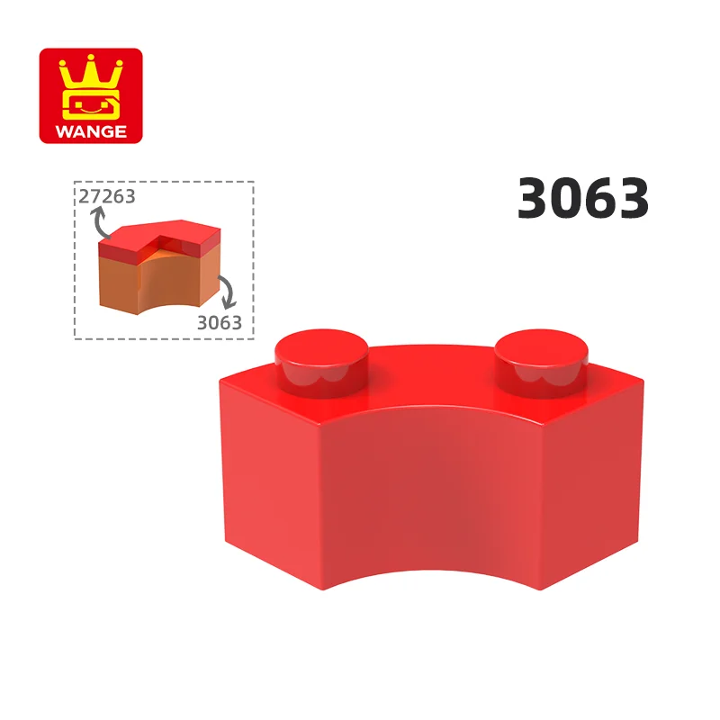 Wange 3063 100g/128PCS 곡선 빌딩 블록 Moc 컬러 액세서리 벽돌 DIY 어린이 장난감 조립 선물 상자와 창의력
