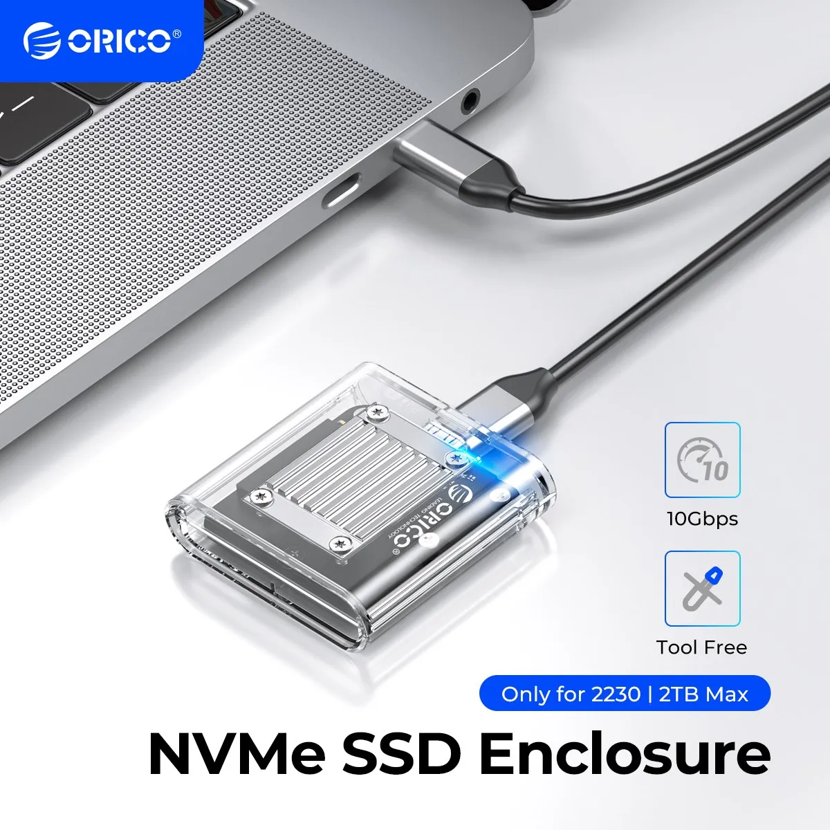 

Корпус ORICO Mini 2230 M.2 SSD Корпус NVMe 10 Гбит/с M.2 к USB Type C Прозрачный внешний адаптер Корпус NVMe для PCIe SSD