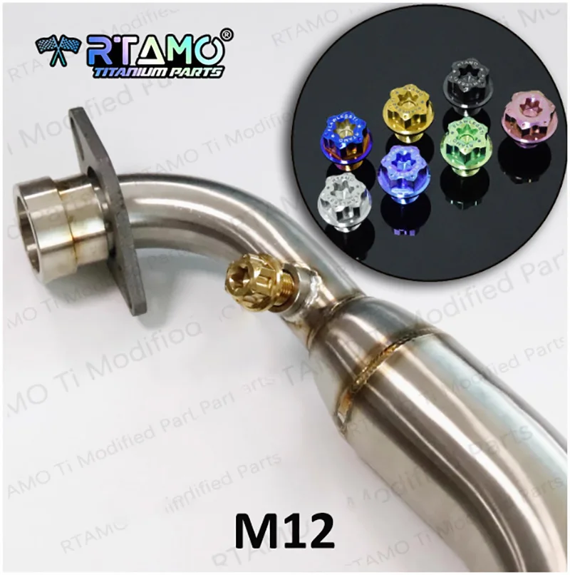 RTAMO Gr5 Titanium Oxygen Sensor Bolt M12 M18 for Motorcycle O2 Sensor Anti-corrosion High Strength