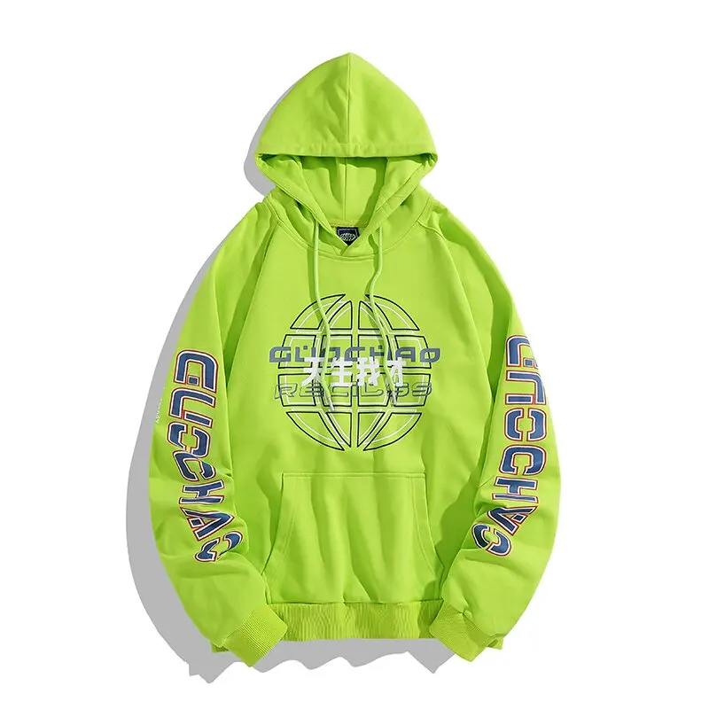 

Autumn and Spring Style Trend Print American Vintage Sports Sweatshirt Men's Casual Loose Plus Size High Quality Hooded Jacket