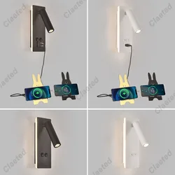 Creative LED Black and White Rotatable Wall Lamp USB Rechargeable Bedroom Bedside Reading Lamp Living Room Kitchen Wall Lamp