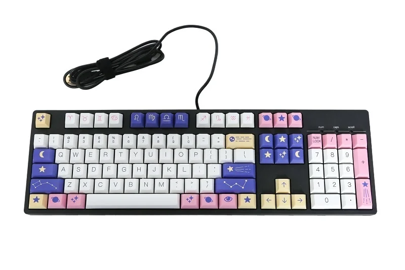 131 kunci/set astrolokeycap PBT Dye Subbed Keycap untuk Keychron 65% 75% Poker GH60 GK64 FL980 bukan SP topi kunci Cherry Profile