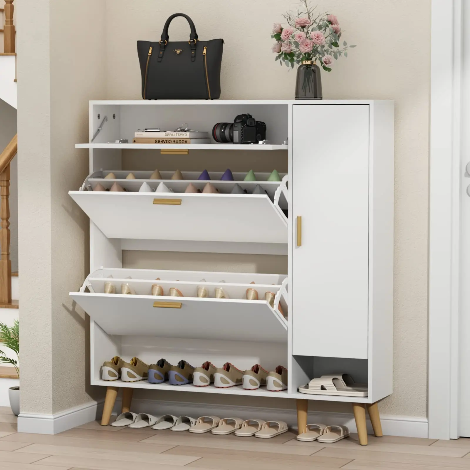 

Bucket cabinet, shoe cabinet, household entrance, small narrow entrance cabinet, new indoor wall mounted flip bucket shoe rack