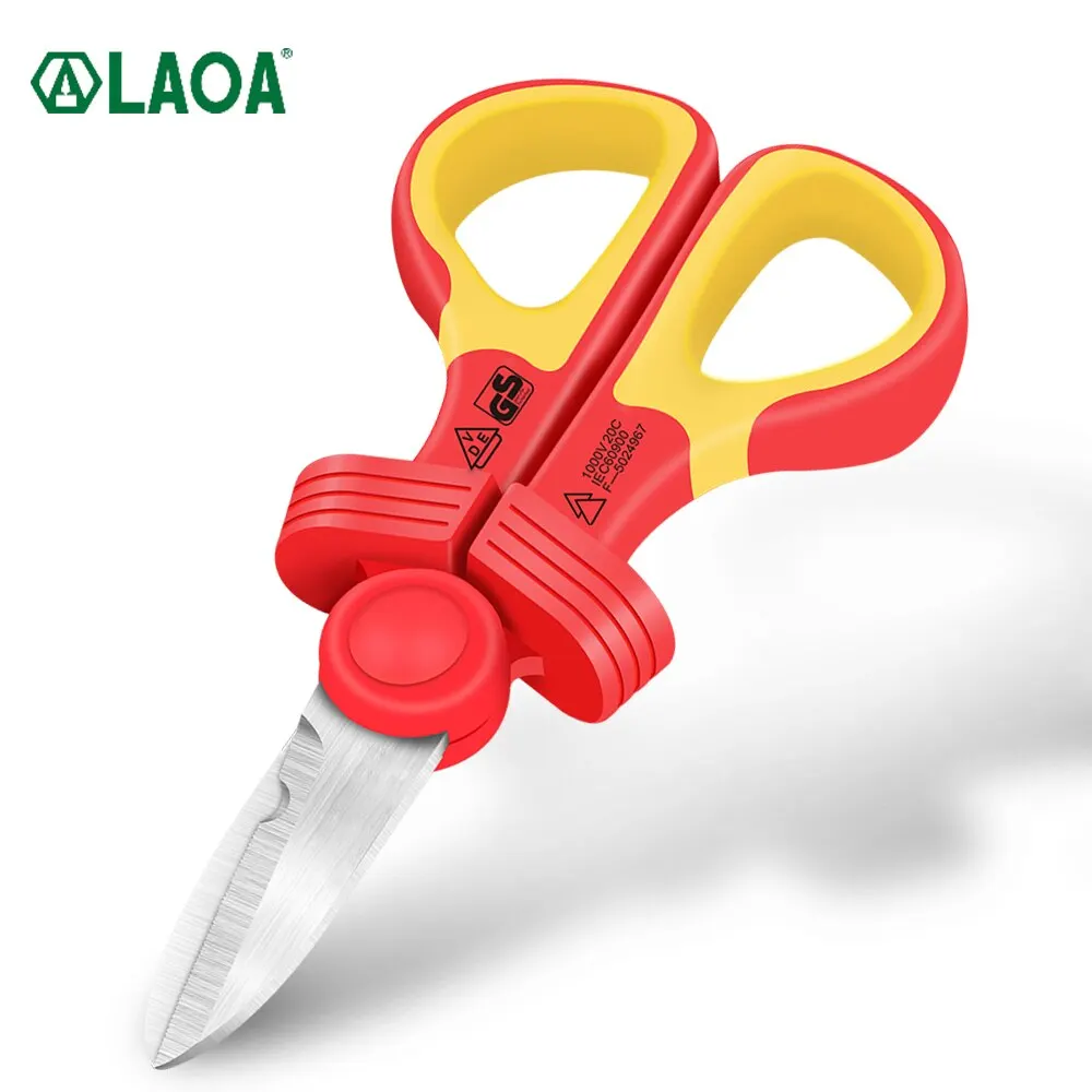 LAOA Electric Scissors Insulated Handle Alloy Steel High Voltage Insulation Wire Cutters Electrician DIY Shears