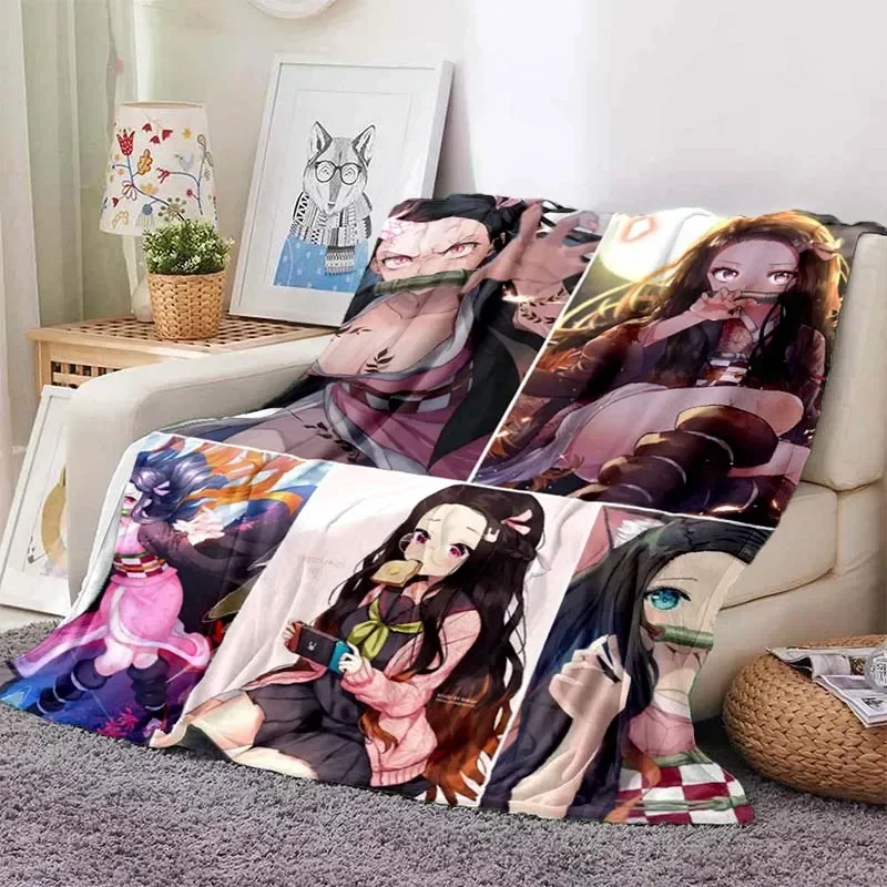 Kamado Nezuko Flannel Demon Slayer Blanket Washable Sofa Cover Hiking Picnic Fashionable Leisure Napping Throw Blankets@0 #