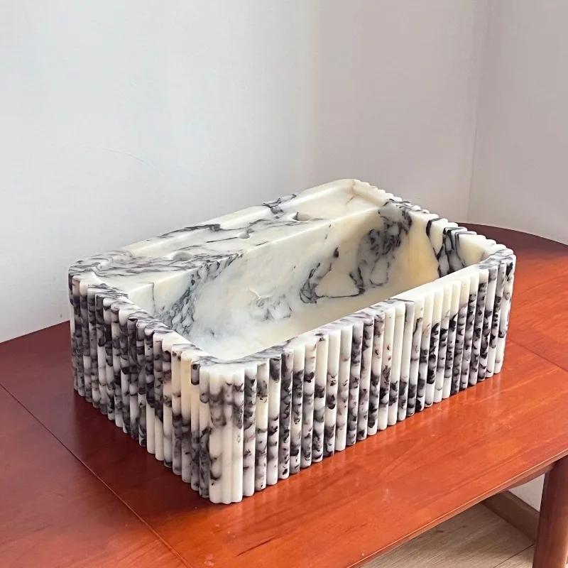 100% Natural Marble Italian Luxury Bathroom Sink, Deep Anti-Splash Basin for Villa