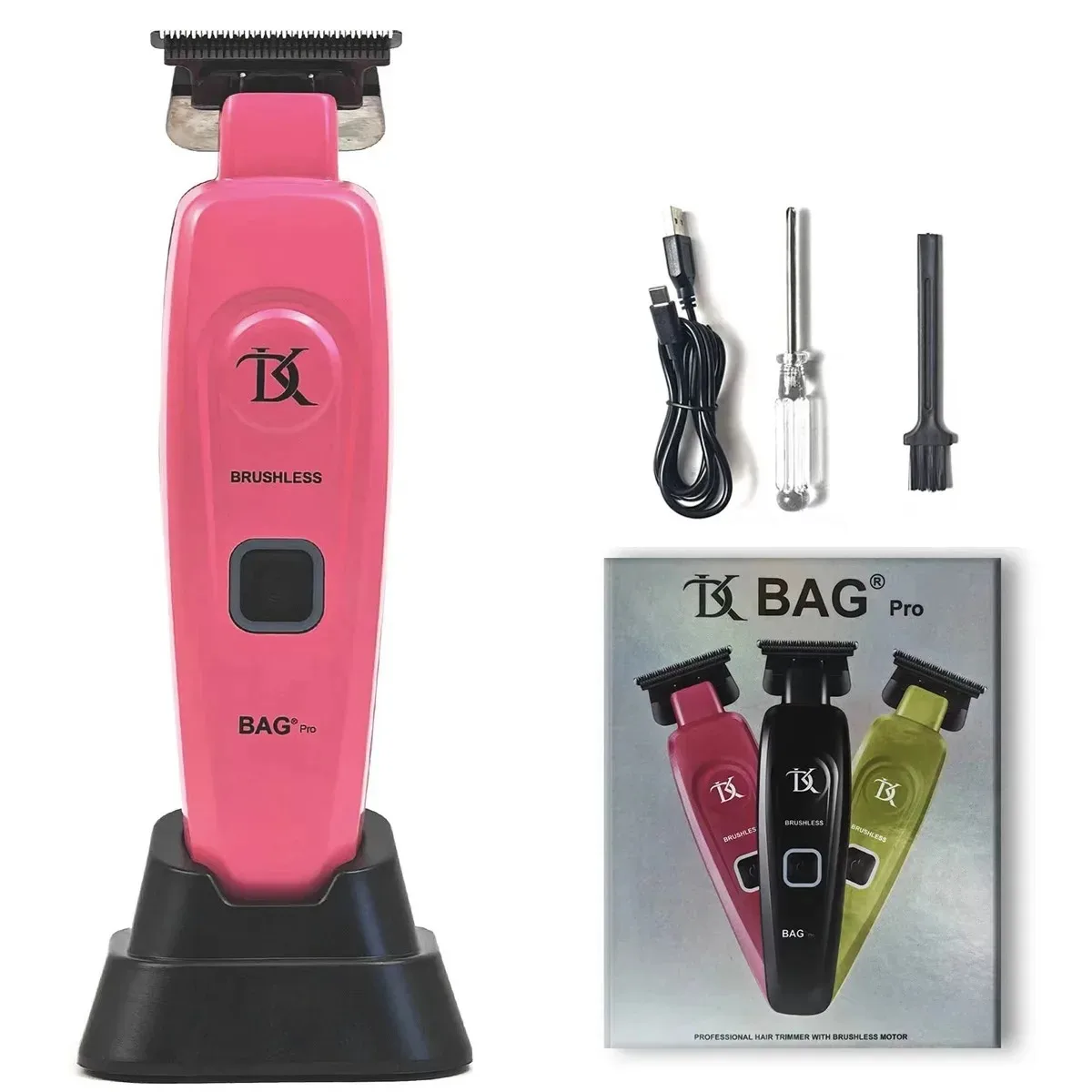 Metaal borstelloze motor 7200RPM DK Bag professionele elektrische tondeuse haartrimmer DLC fade blade kapperszaak tondeuse met basis