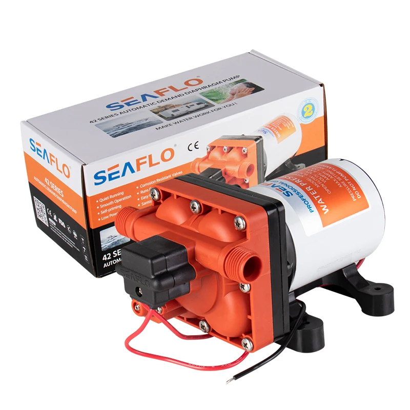 Seaflo-42 series diaphragm water pump, 3.0 gpm, 55psi, 12V, self priming, ship, RV, caravan, high-pressure supply, 4 chambers