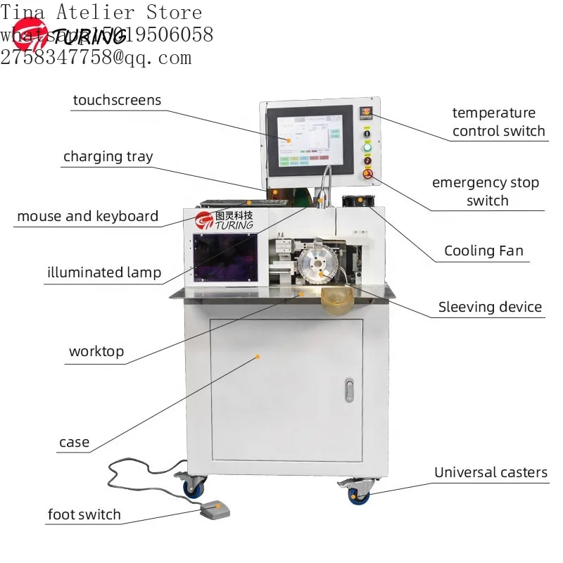 Turing TR-RG14 Cable Manufacturing Equipment Heat Shrink Number Tube Wire Cutting Terminal Crimp Machine 1500pcs/h Speed 1 Year