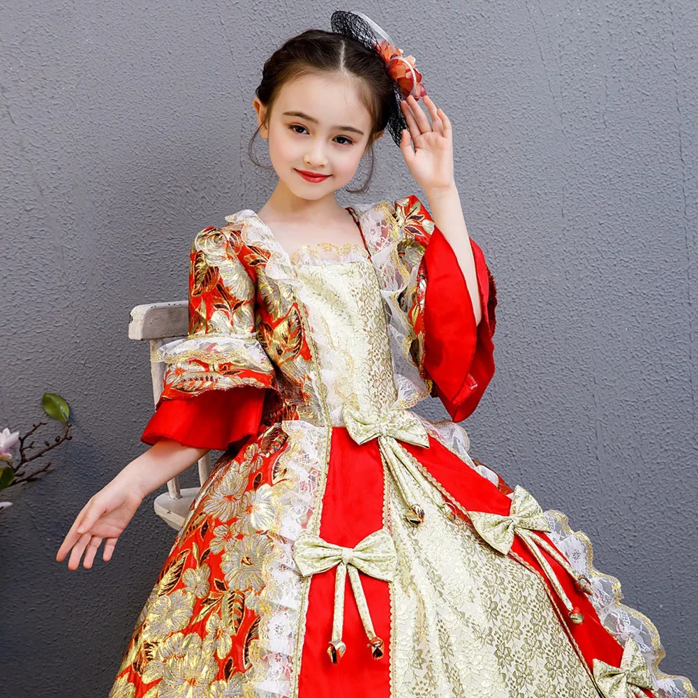 Cosplay Lolita Rococo Victorian Princess Costume Kid's Dress Outfits Costume Golden Vintage Cosplay Party Birthday