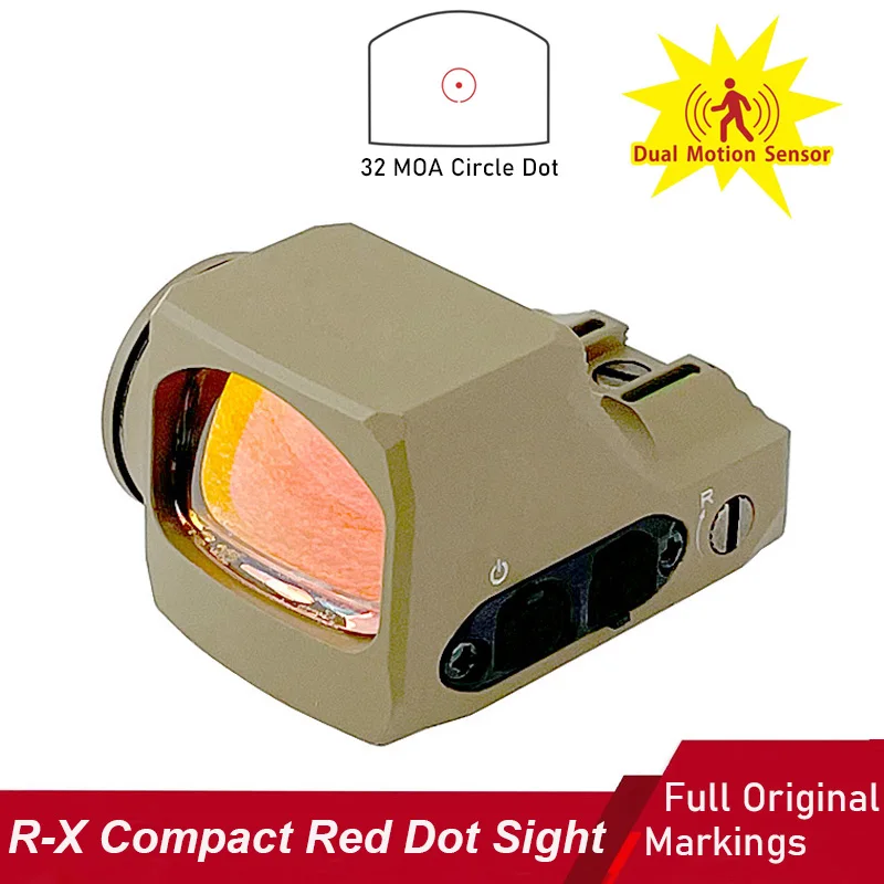 R-X Red Dot Sight Compact Rugged Durable Aluminum Lightweight Scope with Dual Motion Sensor Picatinny and Glock Mount Included