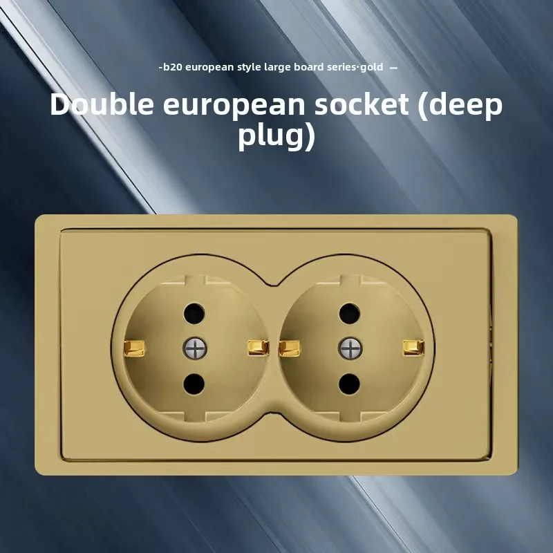 Gold Gray Wall Light Push Button Switch German Socket 86 Type 2 Way Control Wall Mounted EU Socket For Home Improvement