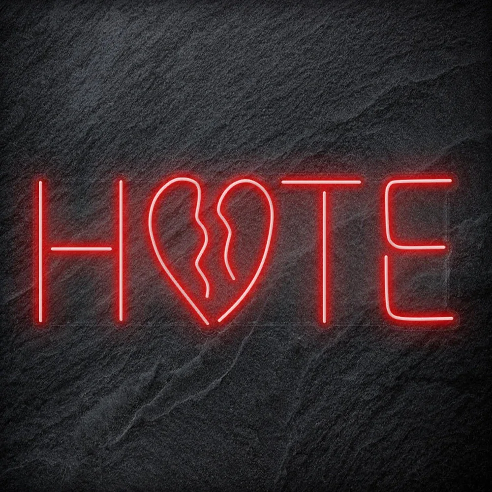 Hate  neon led sign Customized Neon Light Aesthetic  Room Shop Home BAR Art Anniversar couple gaming room cave wall decoration