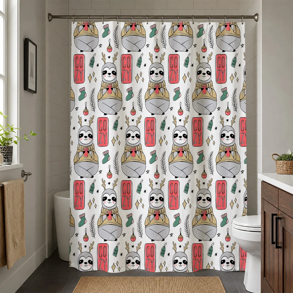 Cute Panda Theme Waterproof Shower Curtain Liner for Bathroom Decor Cozy Cartoon Animal Print Shower Curtain