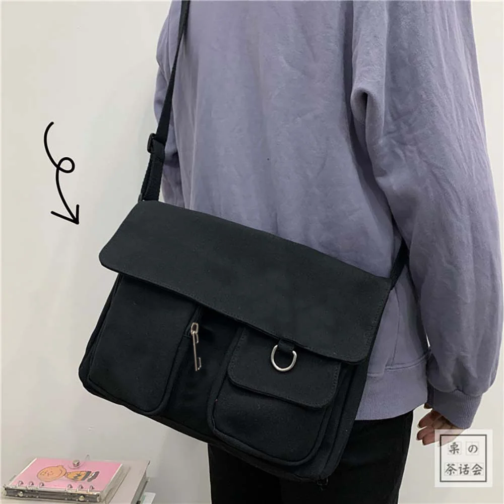 Canvas Crossbody Bags for Women Fashion Casual  Version Ladies Large Capacity Diagonal Shoulder Pouch Solid Color Messenger Bags