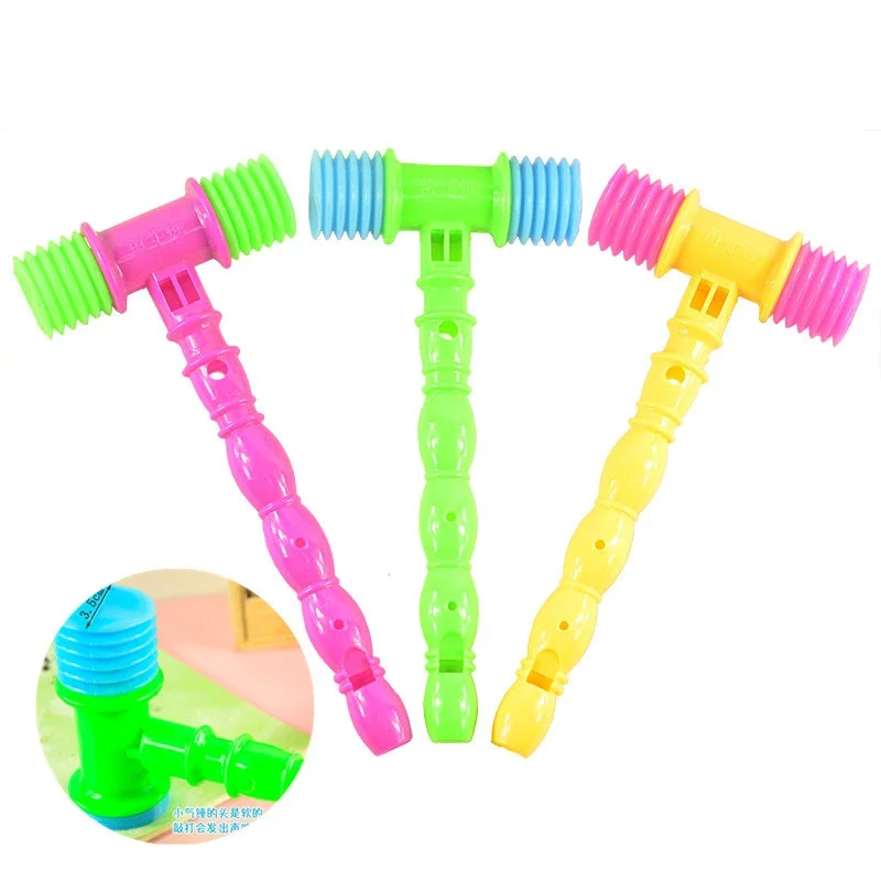 Random Color 1Pc Educational Toy Kids Knocking Hammer Toy Whistles Musical Instrument Hammer Shape Vocal Knocking Toy Kids Gift