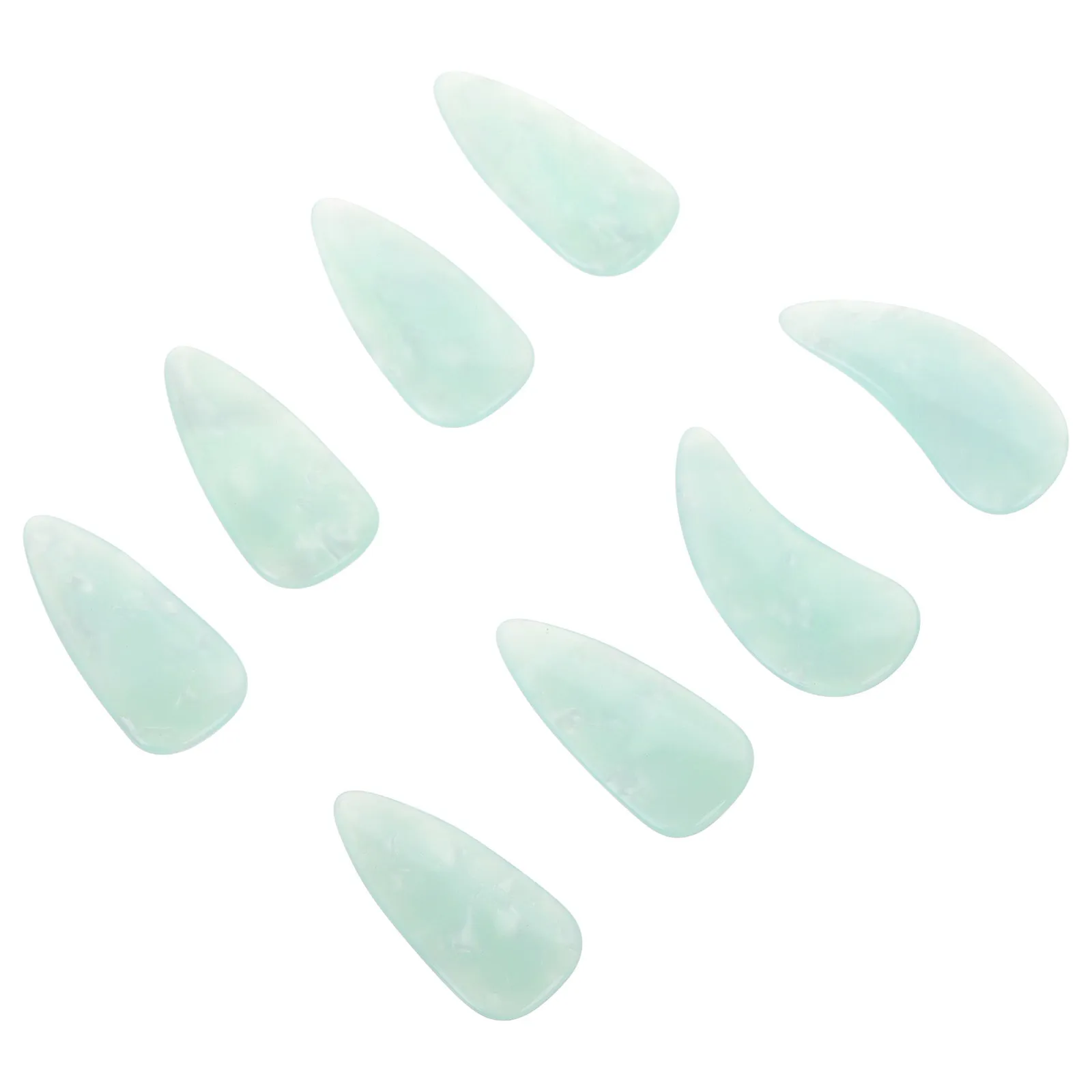 8pcs Guzheng Finger Picks Resin Curved Nails Medium Size Light Green For Zither Practice Performance Chinese Musical Instrument